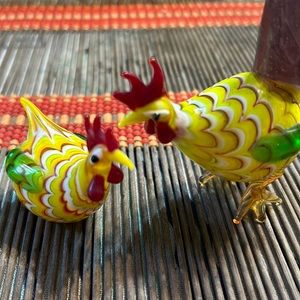 SALE!!!! Vintage Lenox glass Rooster and Chicken